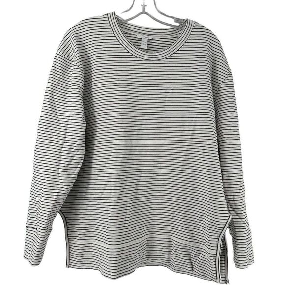 Daily Ritual Pullover Knit Top Womens Size XL Black White Striped Cotton Casual - Picture 1 of 7
